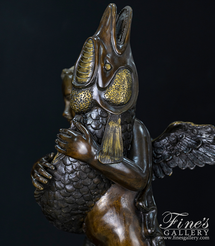 Bronze Fountains  - Bronze Cherub With Fish Fountain - BF-868